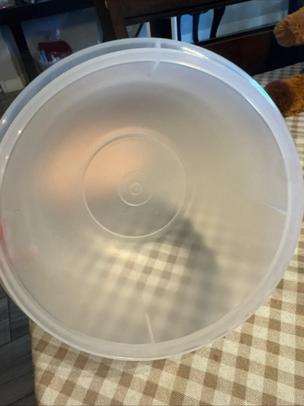 Peach-Lid Plastic Food Storage Bowl - Airtight Container